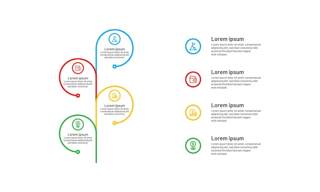 Vettore etichetta di design a linea sottile modello infografica aziendale con icona e 4 passaggi o processi di opzioni