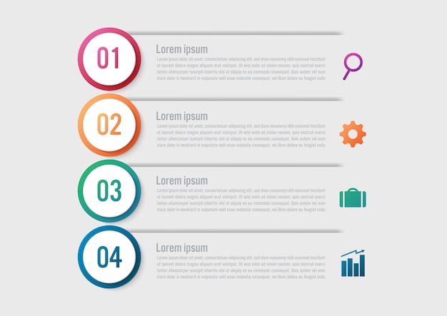 Business infographic template with 4 options circle shape