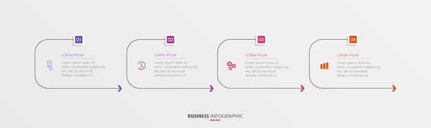 Вектор Шаблон бизнес-инфографики с четырьмя вариантами или шагами
