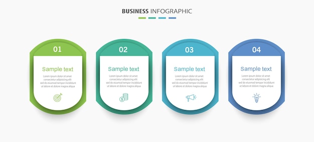 Business infographic template with 4 options steps or processes