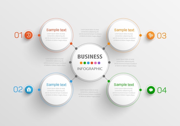 шаблон бизнес-инфографики с 4 вариантами или шагами