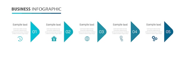 5가지 옵션 또는 단계가 있는 비즈니스 인포그래픽 템플릿