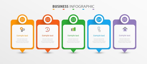 5가지 옵션 또는 단계가 있는 비즈니스 인포그래픽 템플릿