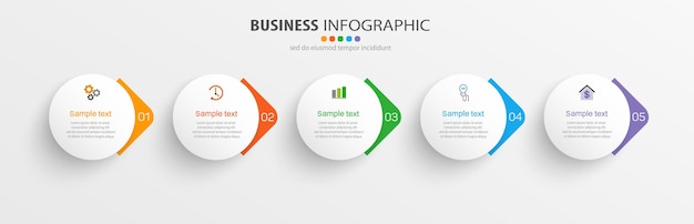 Modello di infografica aziendale con 5 opzioni o passaggi