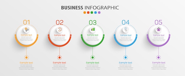 Business infographic template with 5 options or  steps