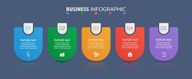 Modello di infografica aziendale con 5 opzioni