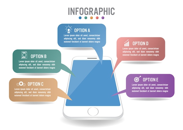 Business infographic template with 5 options
