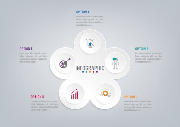 Бизнес инфографики шаблон с 5 вариантами