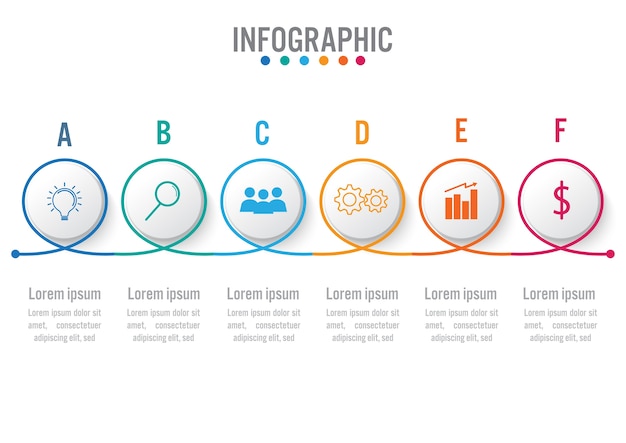 Modello di business infografica con 6 opzioni