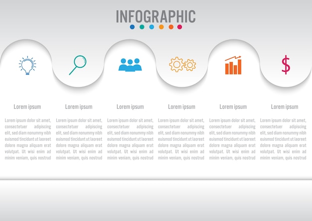 Vector business infographic template with 6 options