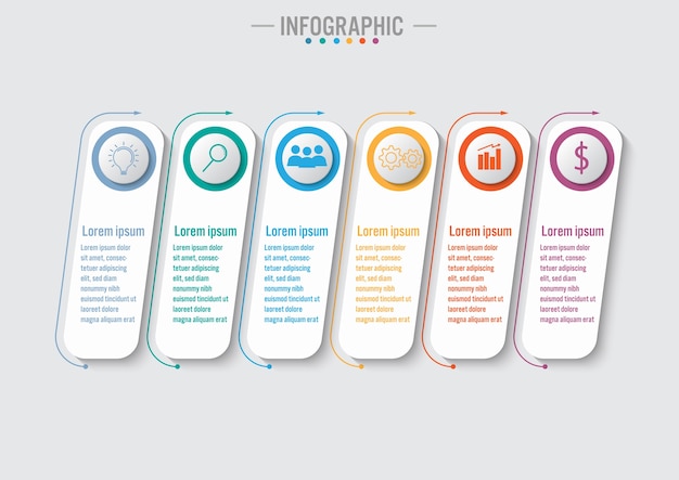 Business infographic template with 6 options