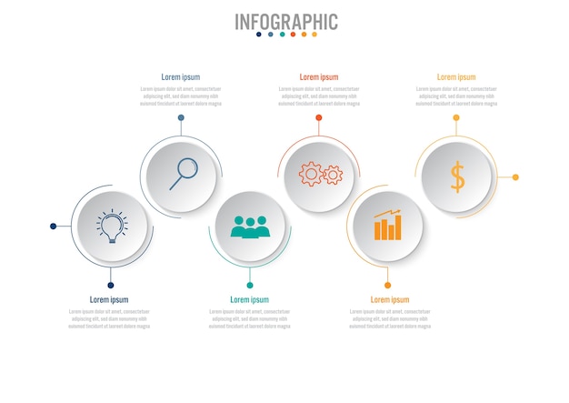 Modello di business infografica con 6 opzioni