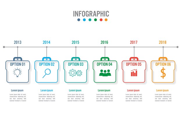 Modello di business infografica con 6 opzioni