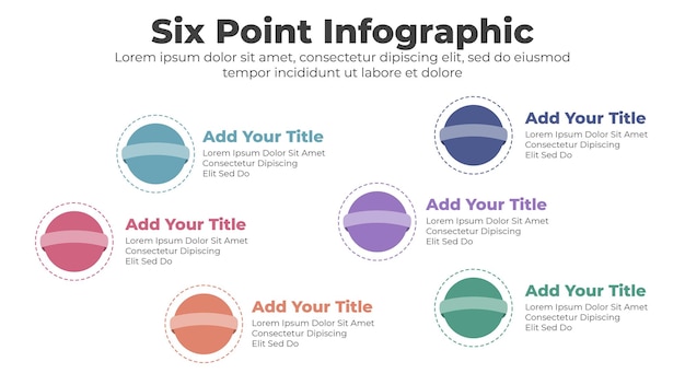 Business infographic template with 6 steps or options for presentation