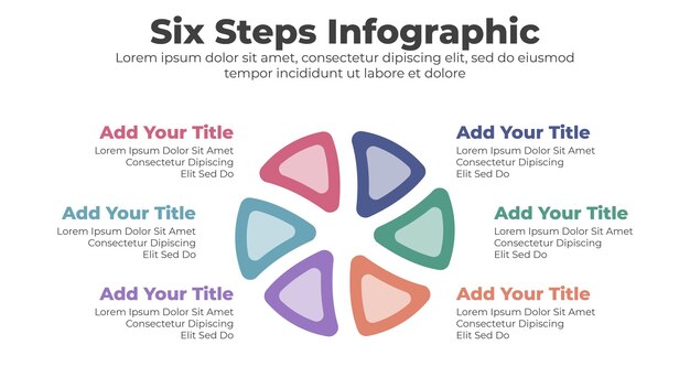 Business infographic template with 6 steps or options for presentation