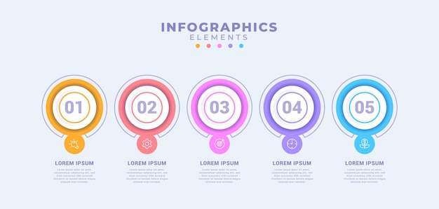 Шаблон бизнес-инфографики с пятью вариантами или процессом