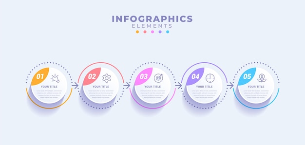 Business infographic template with five options or process