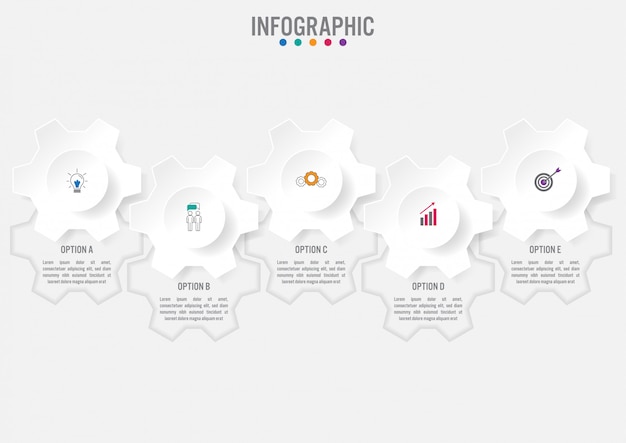 Business infographic template with five options