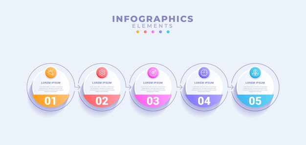 Business infographic template with five process