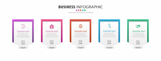 Шаблон бизнес-инфографики с пятью шагами