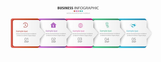 5つのステップを持つビジネスインフォグラフィックテンプレート