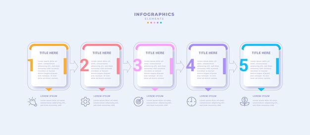 Modello di infografica aziendale con cinque passaggi