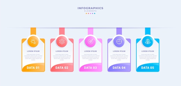 Modello di infografica aziendale con cinque passaggi