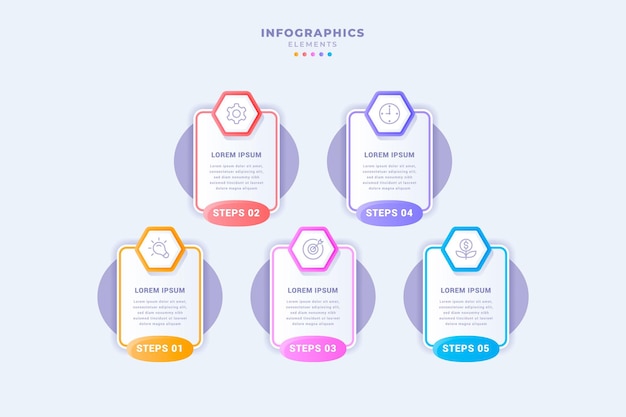 Modello di infografica aziendale con cinque passaggi