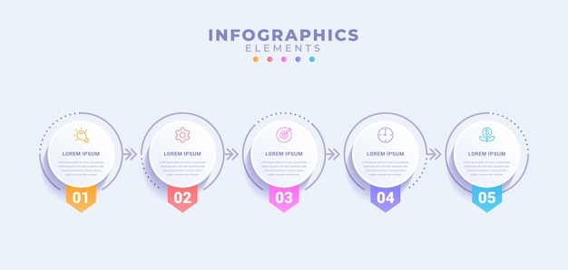 Шаблон бизнес инфографики с пятью шагами