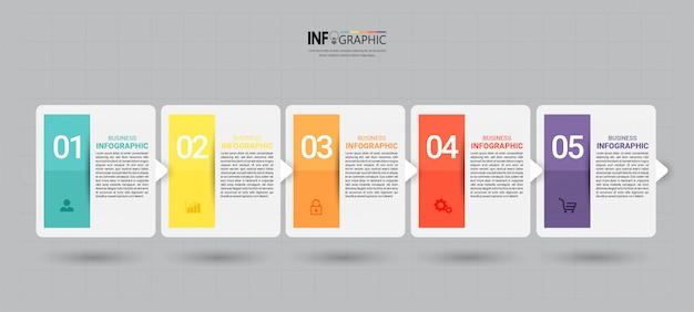 Business Infographic template with five steps