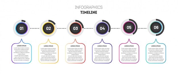 Vettore modello di business infografica con cerchi sfumati.