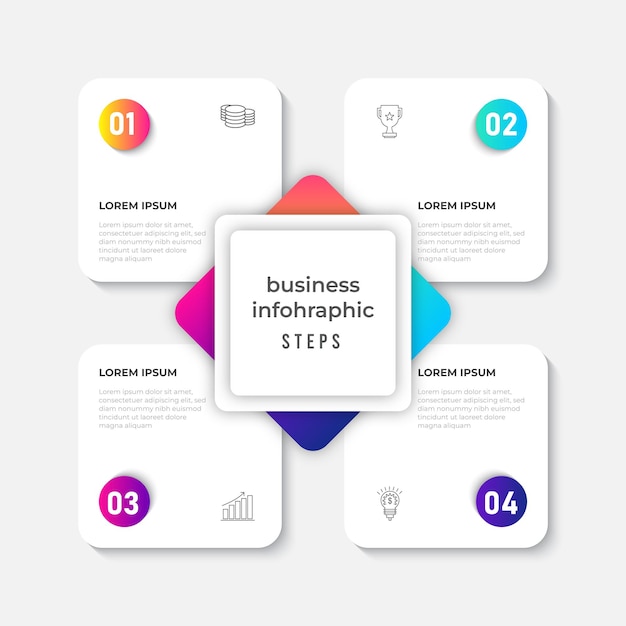 Business infographic template with icons and 4 options or steps