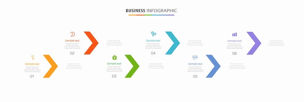 Business infographic template with icons and 6 options