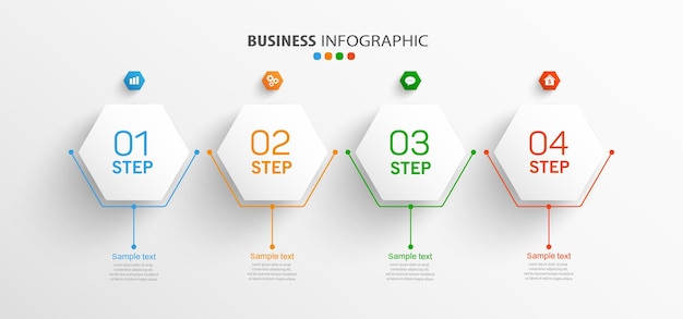 オプション、ステップ、またはプロセスを含むビジネスインフォグラフィックテンプレート