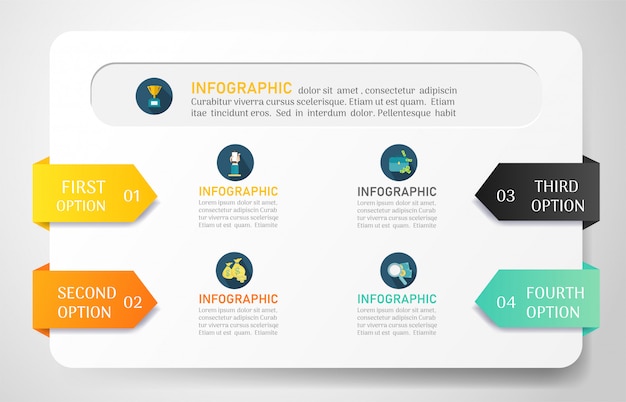 Business infographic template with options
