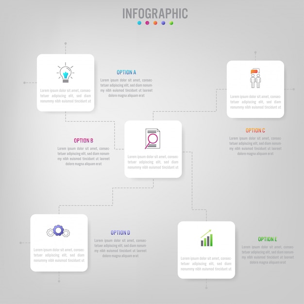 사각형으로 비즈니스 Infographic 템플릿