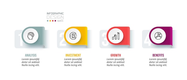 Modello di infografica aziendale con design a gradini o opzioni