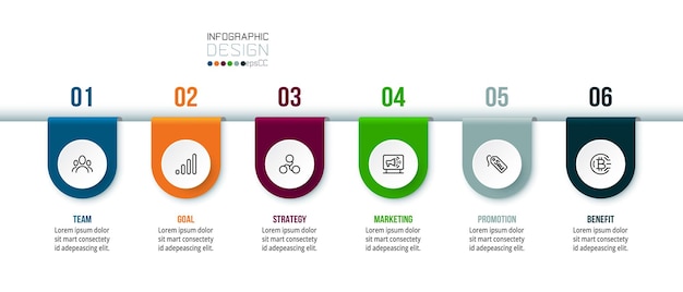 Modello di infografica aziendale con design a gradini o opzioni.