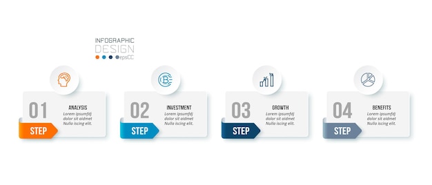 단계 또는 옵션 디자인이 포함된 비즈니스 Infographic 템플릿입니다.