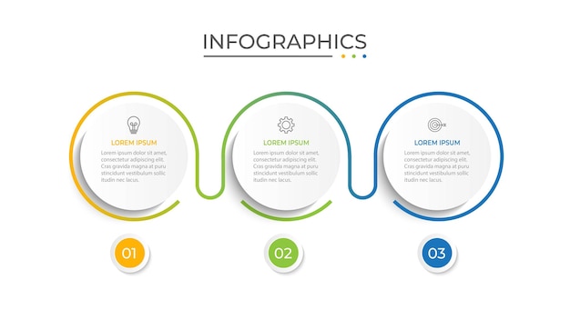 business infographic thin line process with circle template design with icons and 3 options or steps