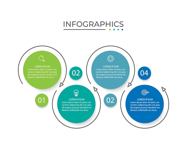 Business infographic thin line process with circle template design with icons and 4 options or steps