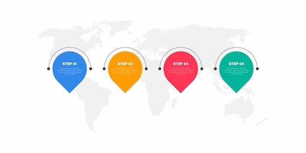 Business infographic tijdlijn met vier opties presentatie en kaart banner ontwerp