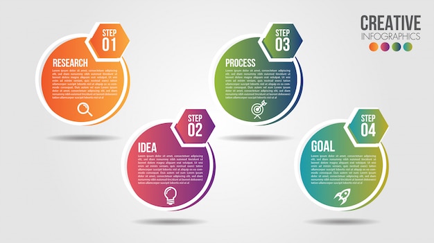 Business Infographic timeline design template with icons and 4 numbers options or steps