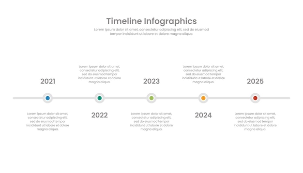 Vettore presentazione cronologica dell'infografica aziendale con cinque periodi