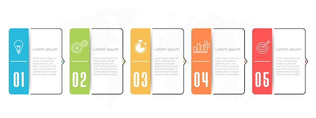 Business infographic timeline template 5 options.