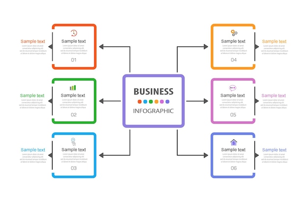 Business infographic vector design template  with  6 options