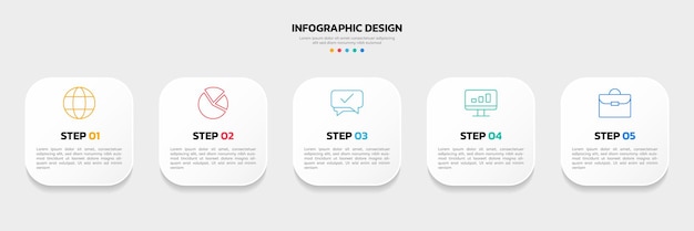 Vector business infographic vector illustration 5 steps or options with icons