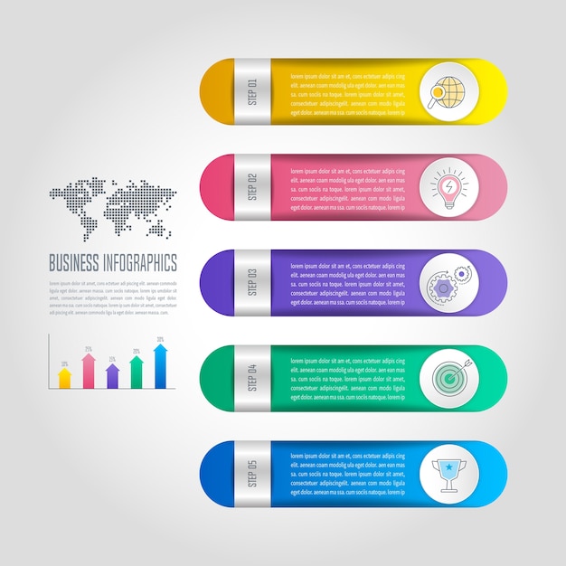 Business infographic with 5 options.