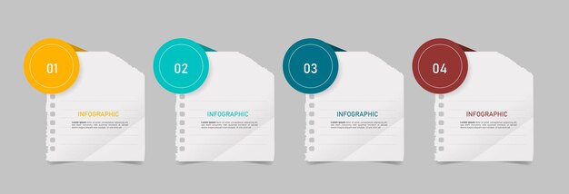 Infografica aziendale con design di carta per appunti