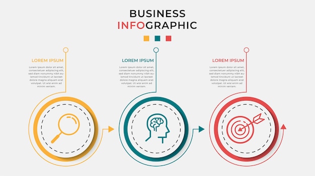 Infografica aziendale con opzioni o passaggi.